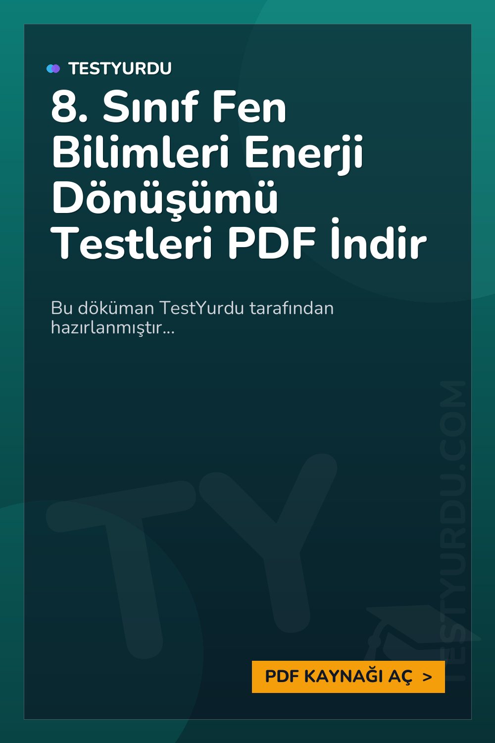 8. Sınıf Fen Bilimleri Enerji Dönüşümü Testleri PDF İndir