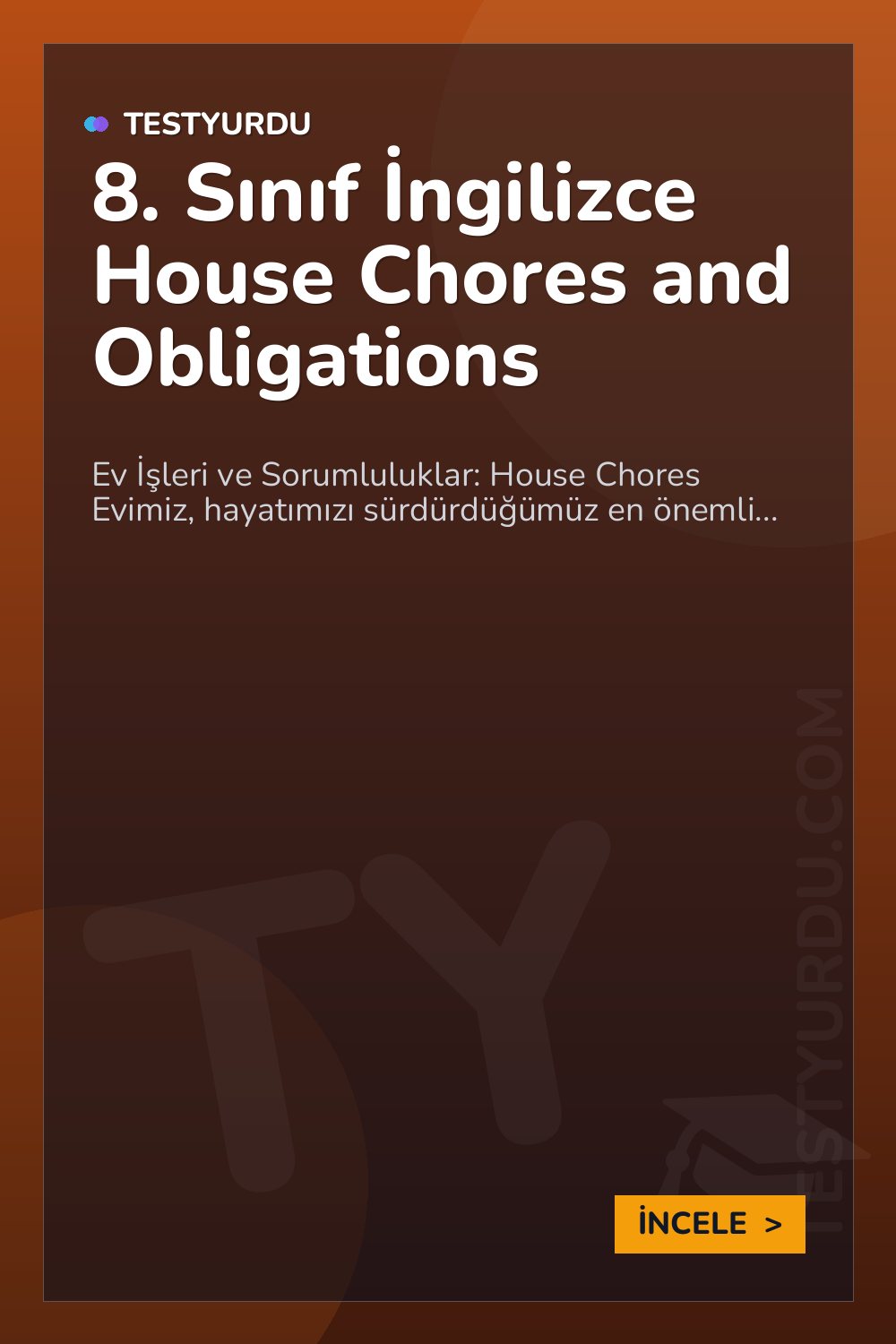 8. Sınıf İngilizce House Chores and Obligations