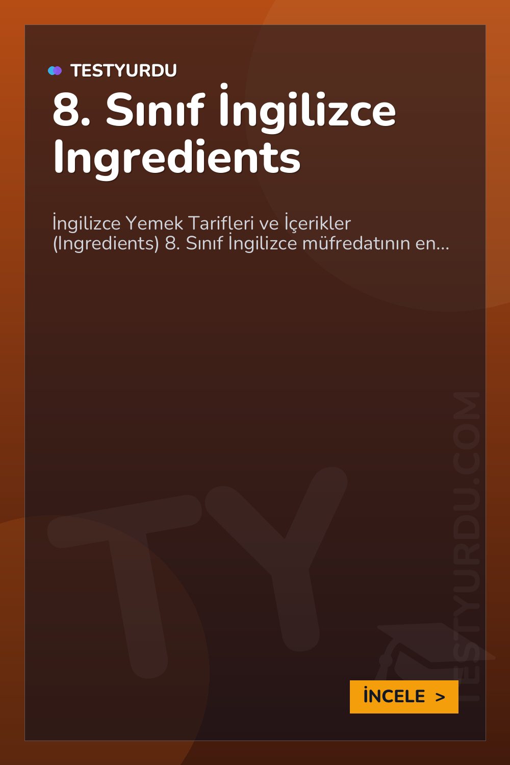 8. Sınıf İngilizce Ingredients