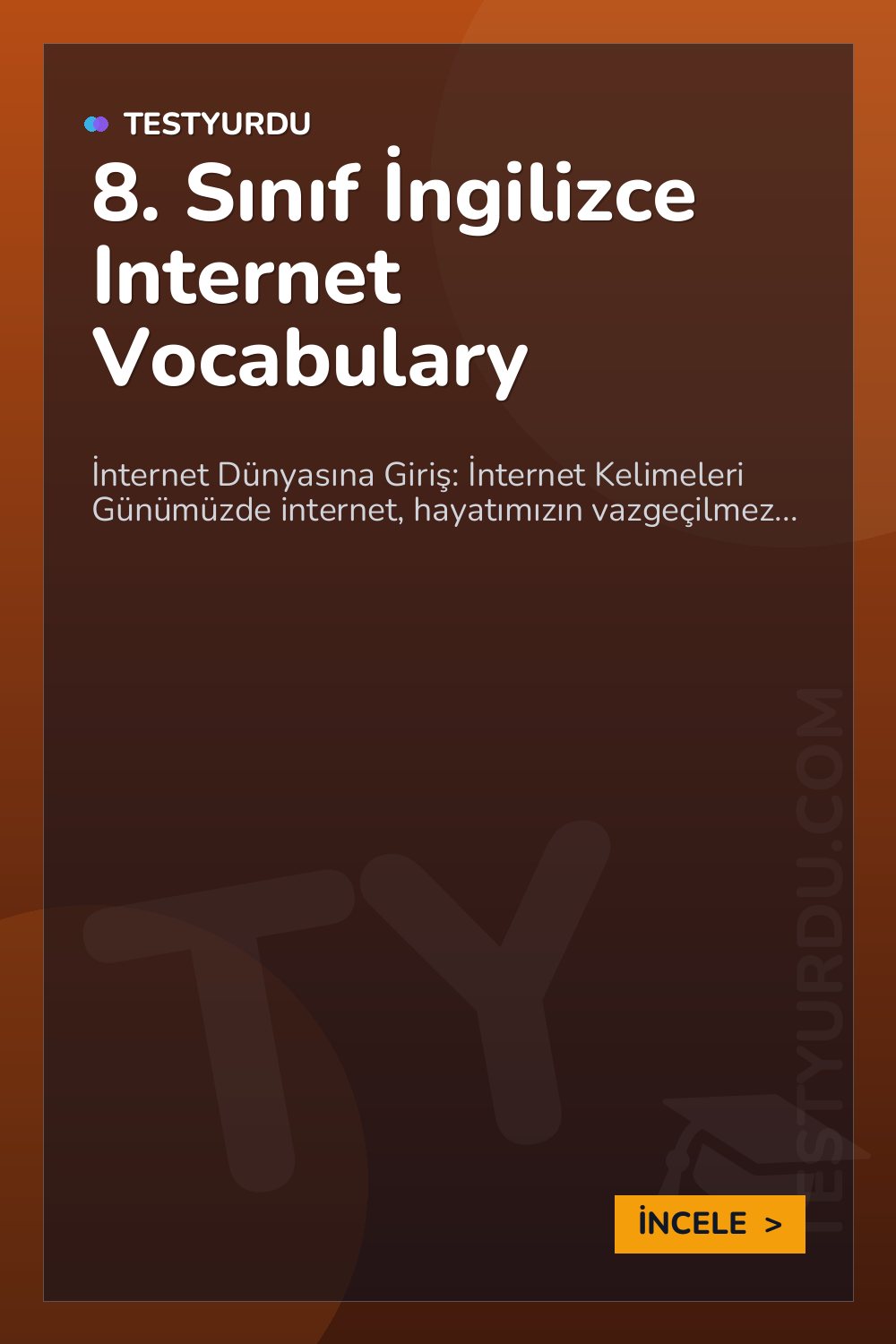 8. Sınıf İngilizce Internet Vocabulary