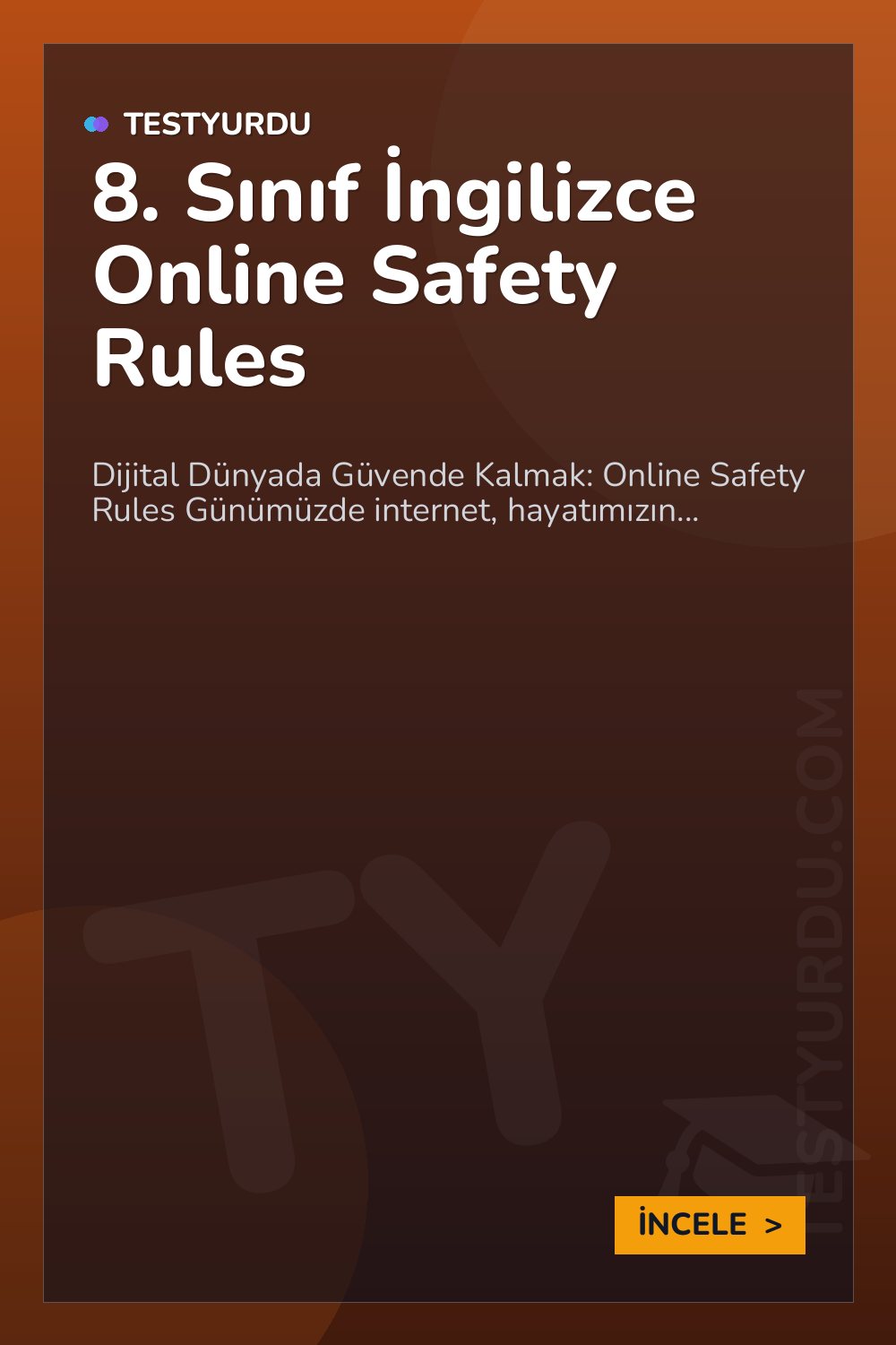 8. Sınıf İngilizce Online Safety Rules