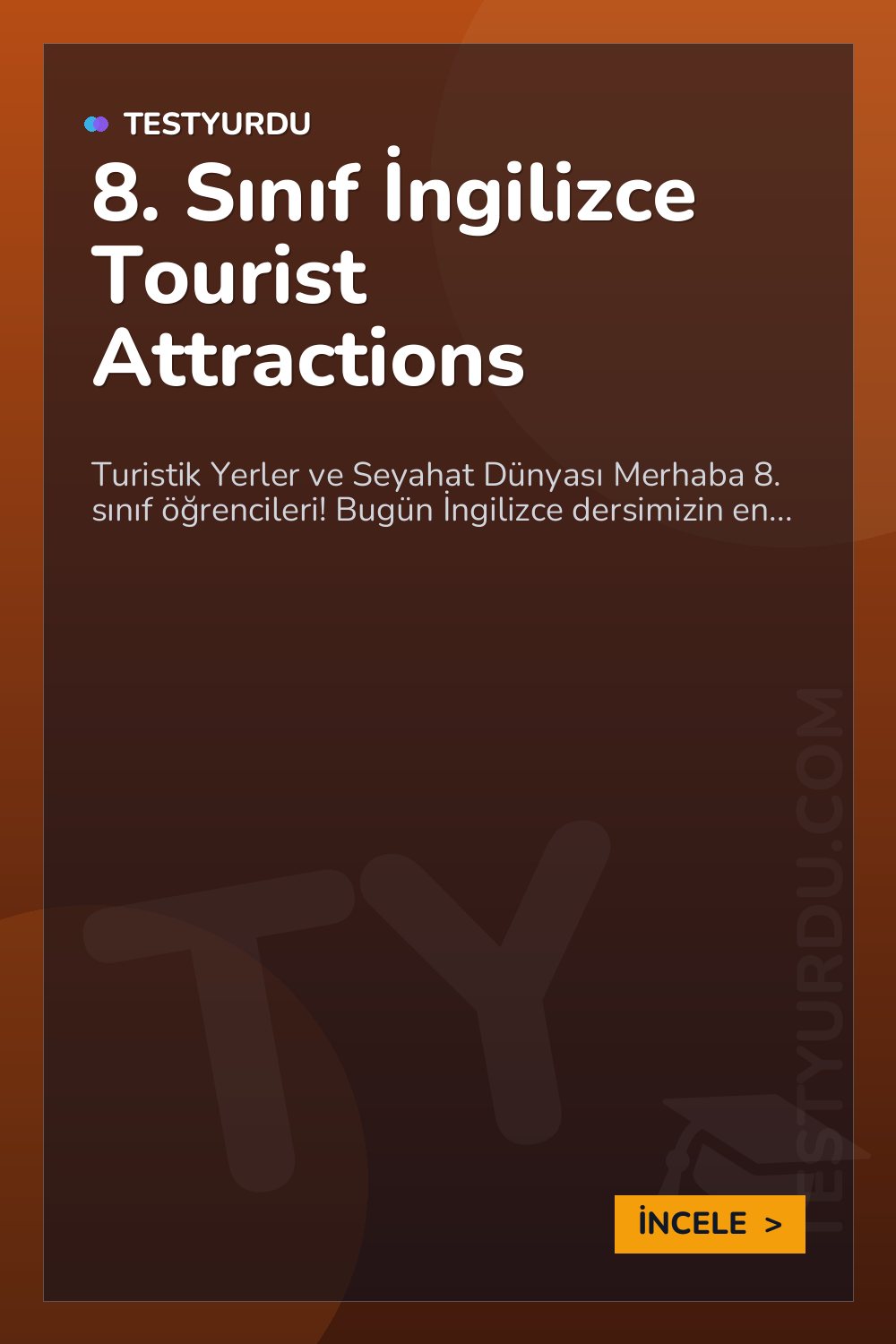 8. Sınıf İngilizce Tourist Attractions