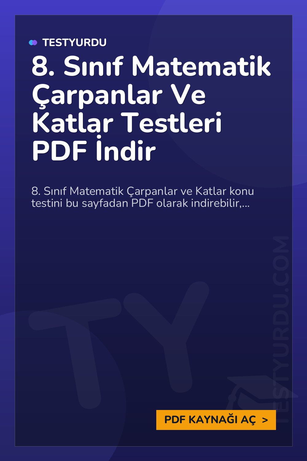 8. Sınıf Matematik Çarpanlar Ve Katlar Testleri PDF İndir