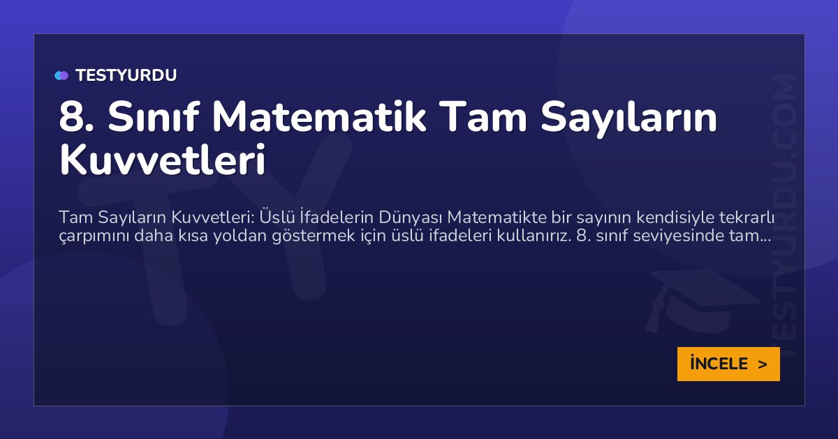 8. Sınıf Matematik Tam Sayıların Kuvvetleri