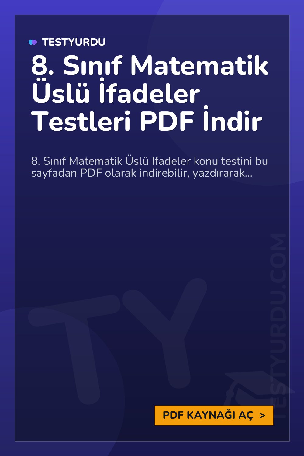 8. Sınıf Matematik Üslü İfadeler Testleri PDF İndir