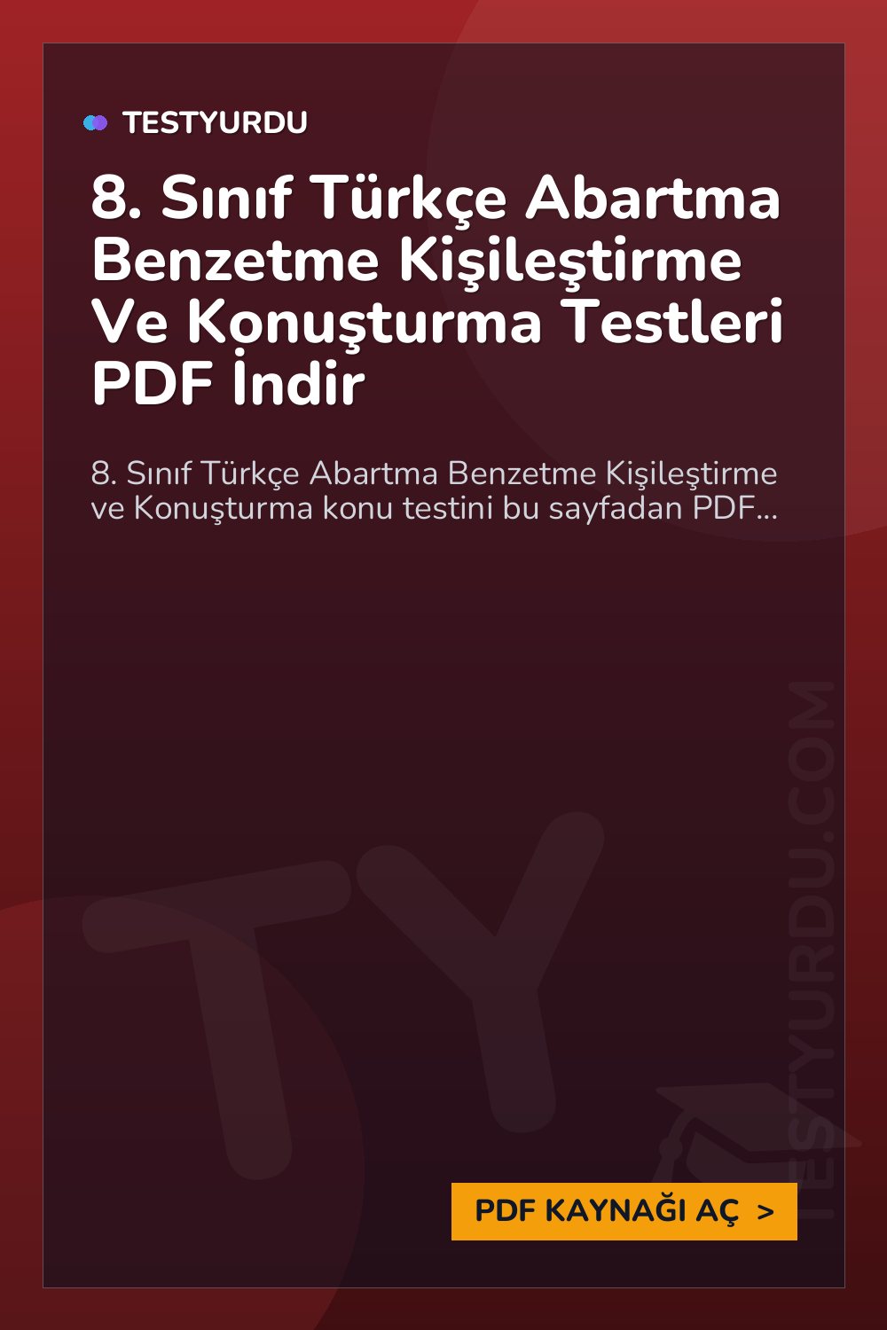 8. Sınıf Türkçe Abartma Benzetme Kişileştirme Ve Konuşturma Testleri PDF İndir