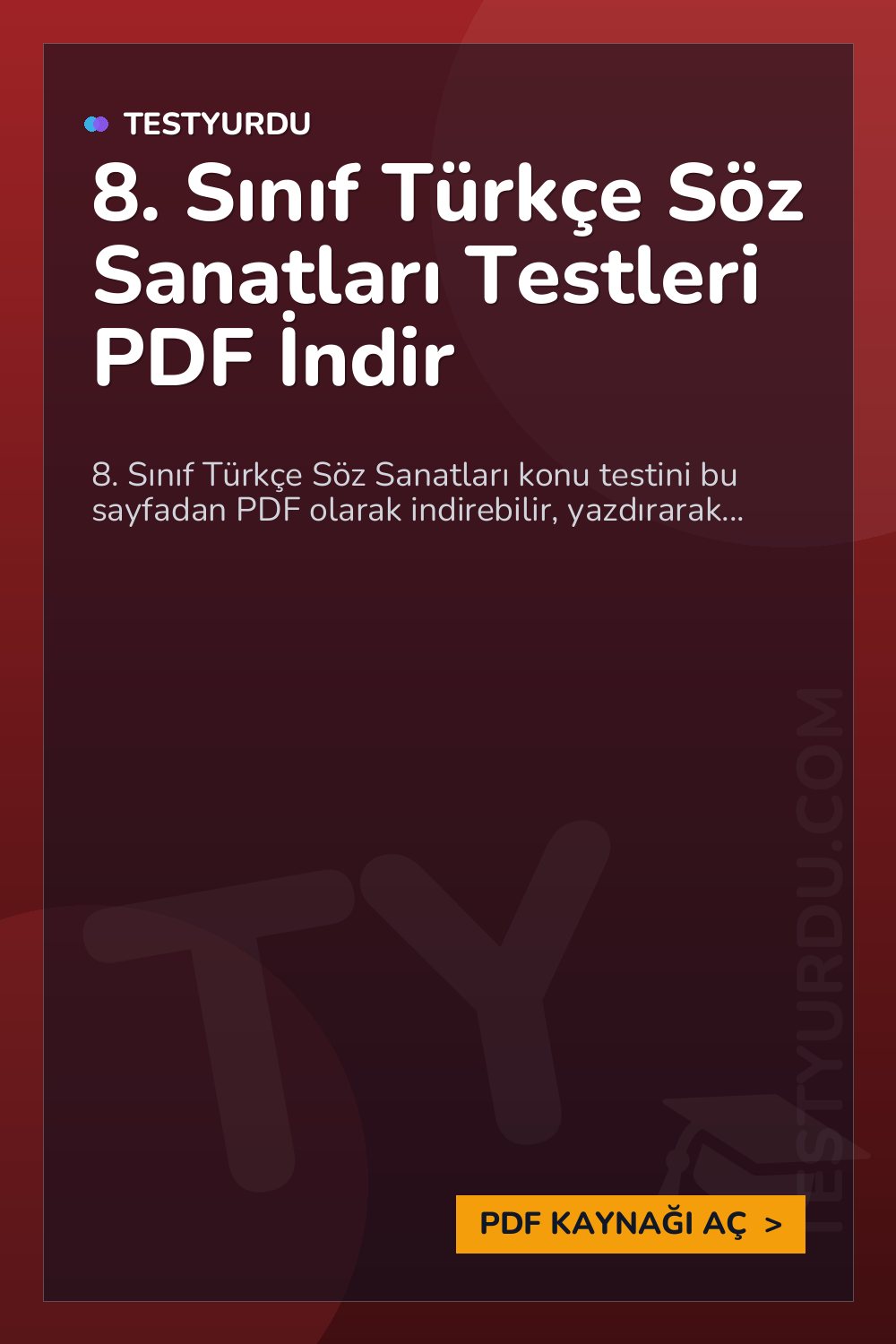 8. Sınıf Türkçe Söz Sanatları Testleri PDF İndir