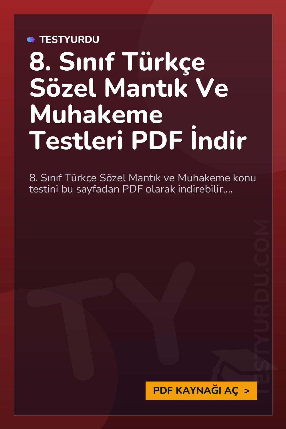 8. Sınıf Türkçe Sözel Mantık Ve Muhakeme Testleri PDF İndir
