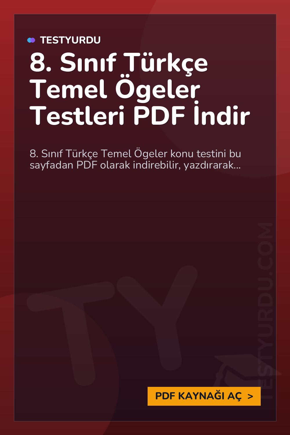 8. Sınıf Türkçe Temel Ögeler Testleri PDF İndir