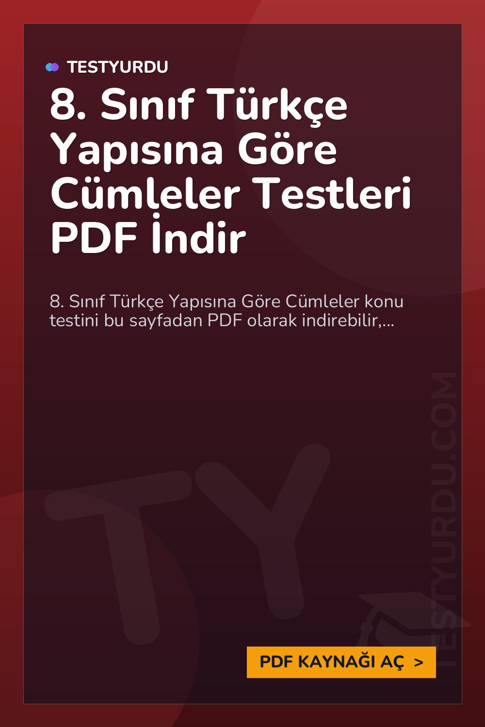 8. Sınıf Türkçe Yapısına Göre Cümleler Testleri PDF İndir