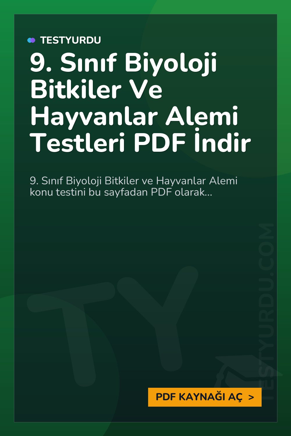 9. Sınıf Biyoloji Bitkiler Ve Hayvanlar Alemi Testleri PDF İndir