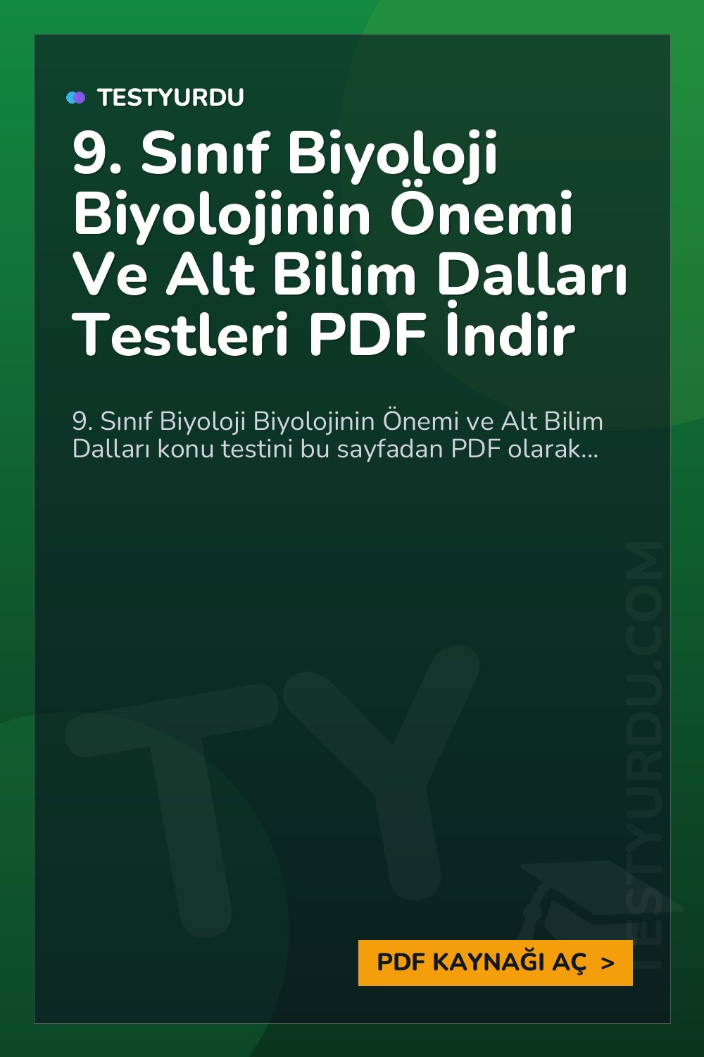 9. Sınıf Biyoloji Biyolojinin Önemi Ve Alt Bilim Dalları Testleri PDF İndir