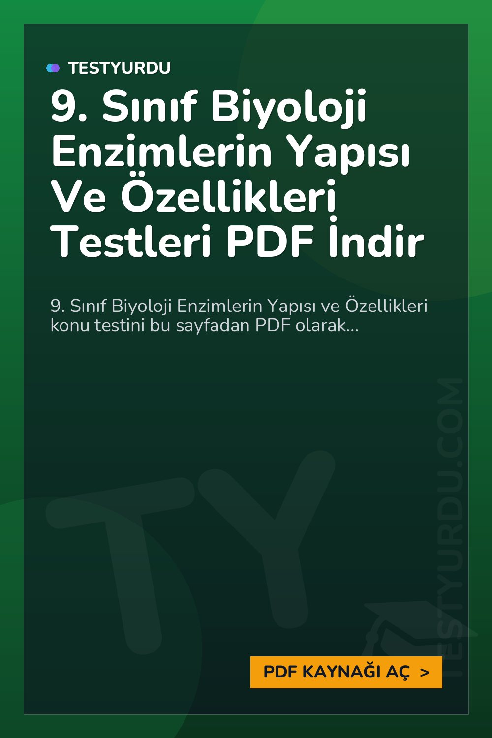 9. Sınıf Biyoloji Enzimlerin Yapısı Ve Özellikleri Testleri PDF İndir