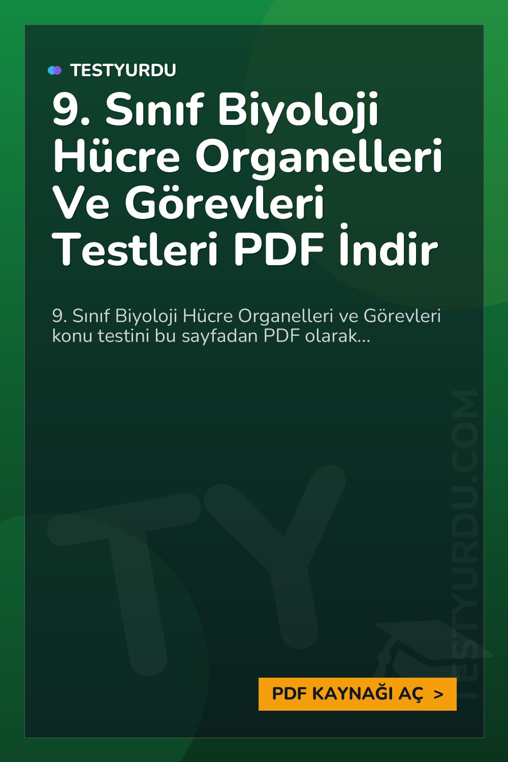 9. Sınıf Biyoloji Hücre Organelleri Ve Görevleri Testleri PDF İndir