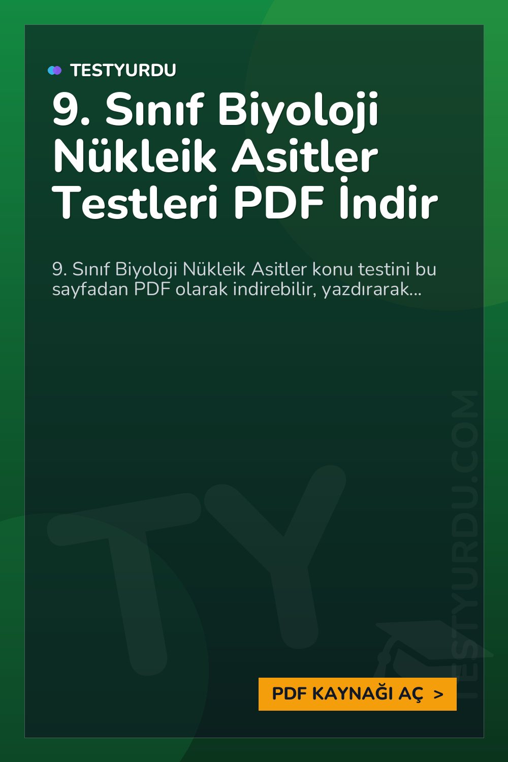 9. Sınıf Biyoloji Nükleik Asitler Testleri PDF İndir