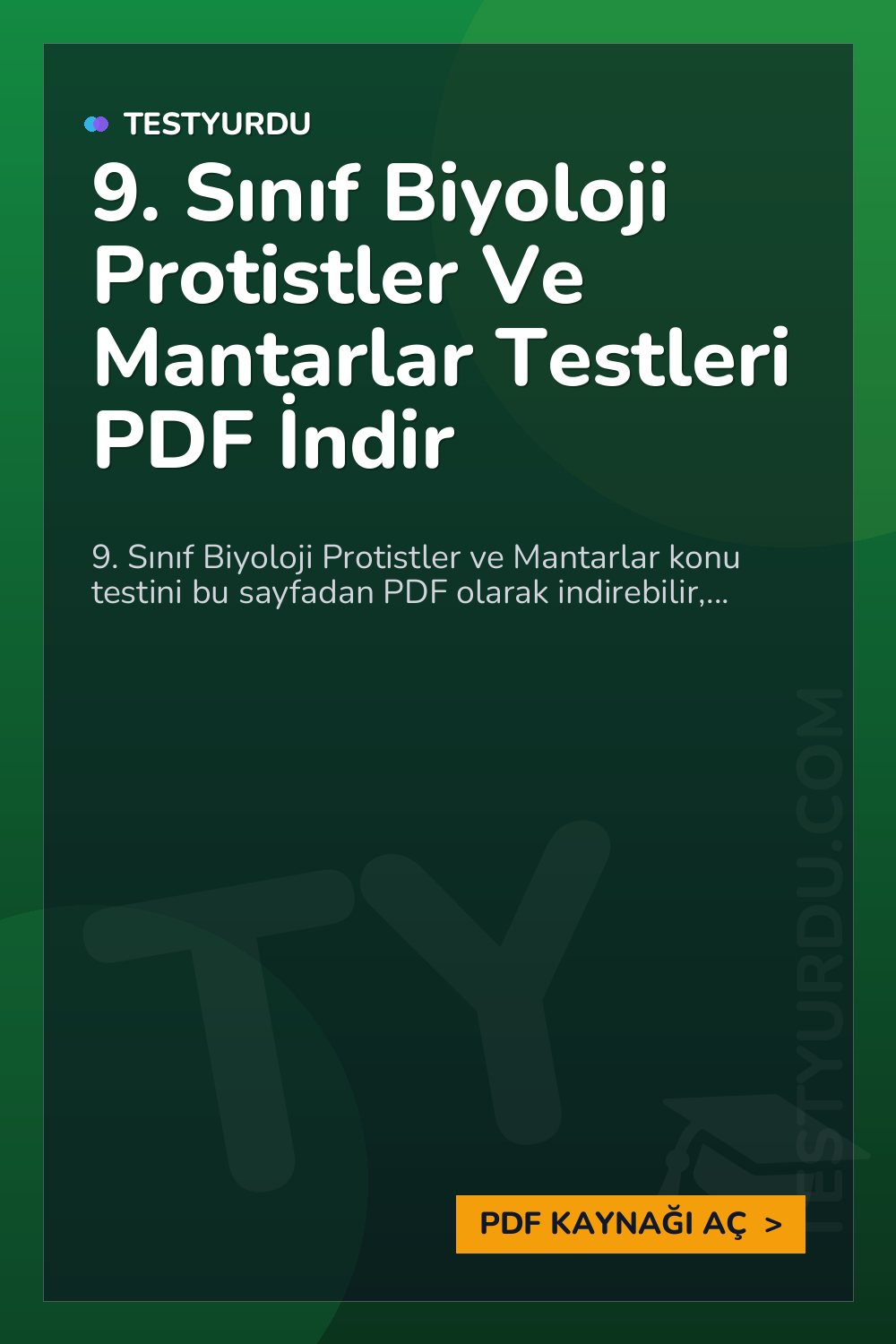 9. Sınıf Biyoloji Protistler Ve Mantarlar Testleri PDF İndir