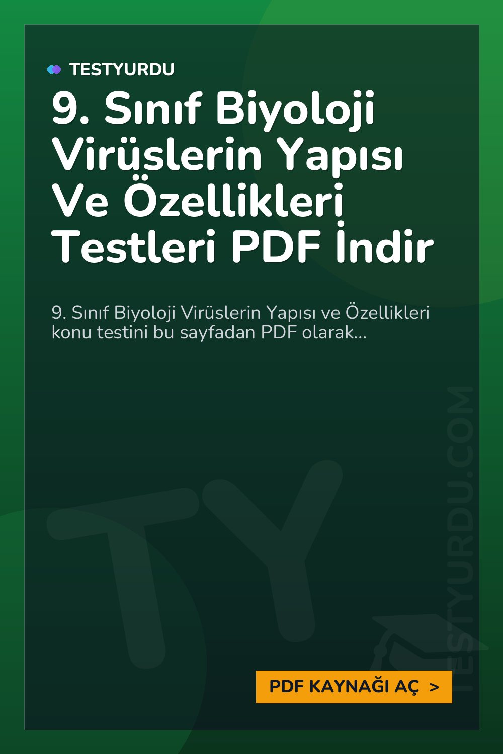 9. Sınıf Biyoloji Virüslerin Yapısı Ve Özellikleri Testleri PDF İndir
