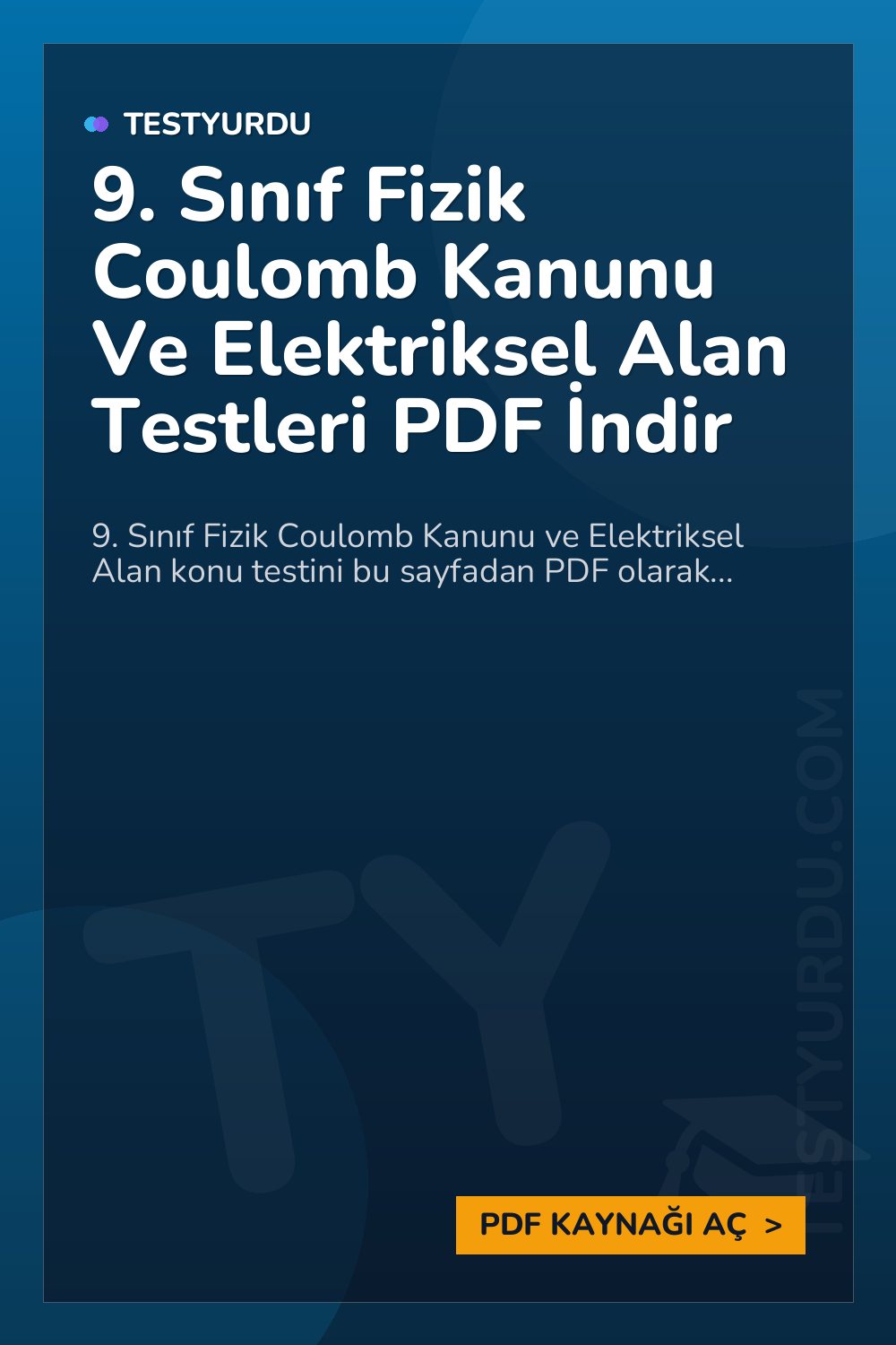 9. Sınıf Fizik Coulomb Kanunu Ve Elektriksel Alan Testleri PDF İndir