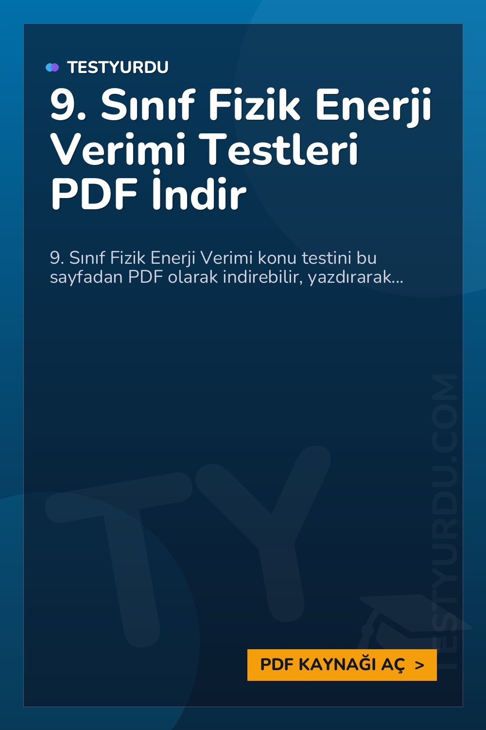 9. Sınıf Fizik Enerji Verimi Testleri PDF İndir