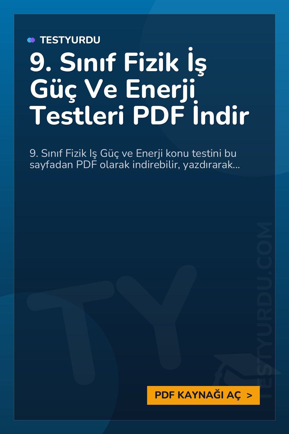 9. Sınıf Fizik İş Güç Ve Enerji Testleri PDF İndir