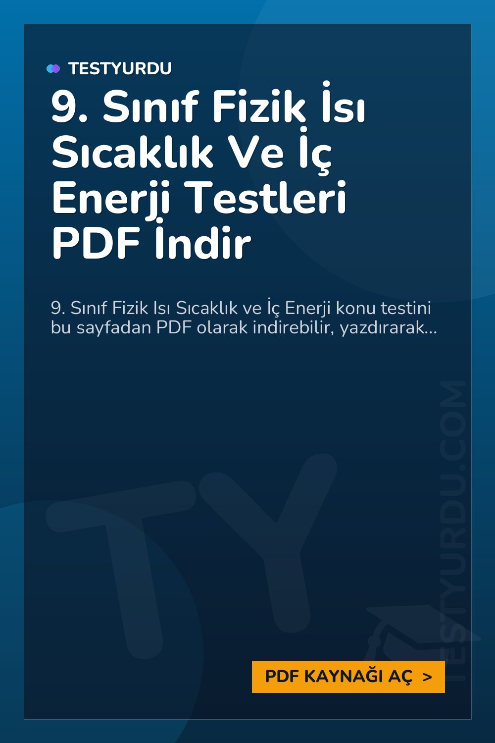 9. Sınıf Fizik İsı Sıcaklık Ve İç Enerji Testleri PDF İndir