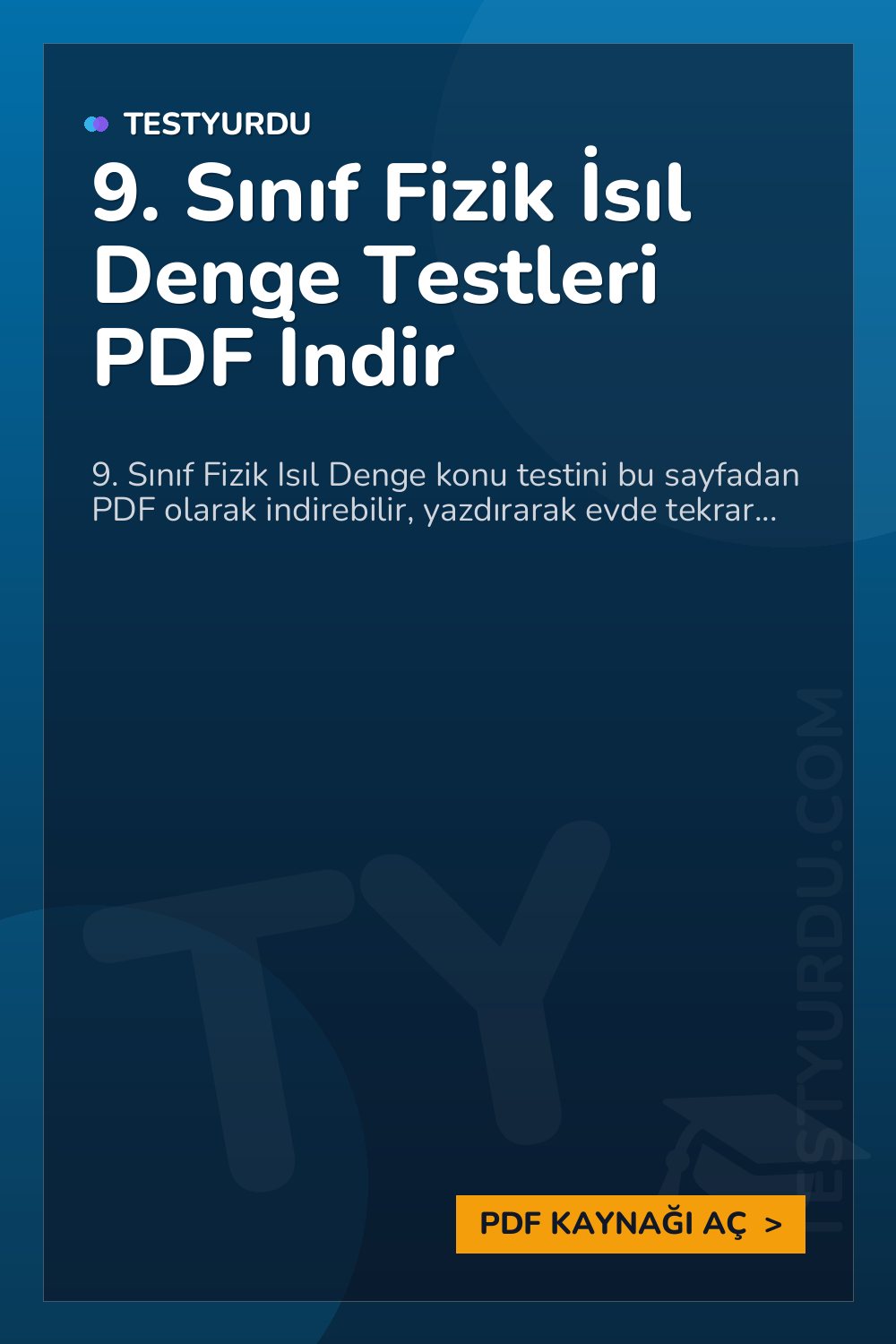 9. Sınıf Fizik İsıl Denge Testleri PDF İndir