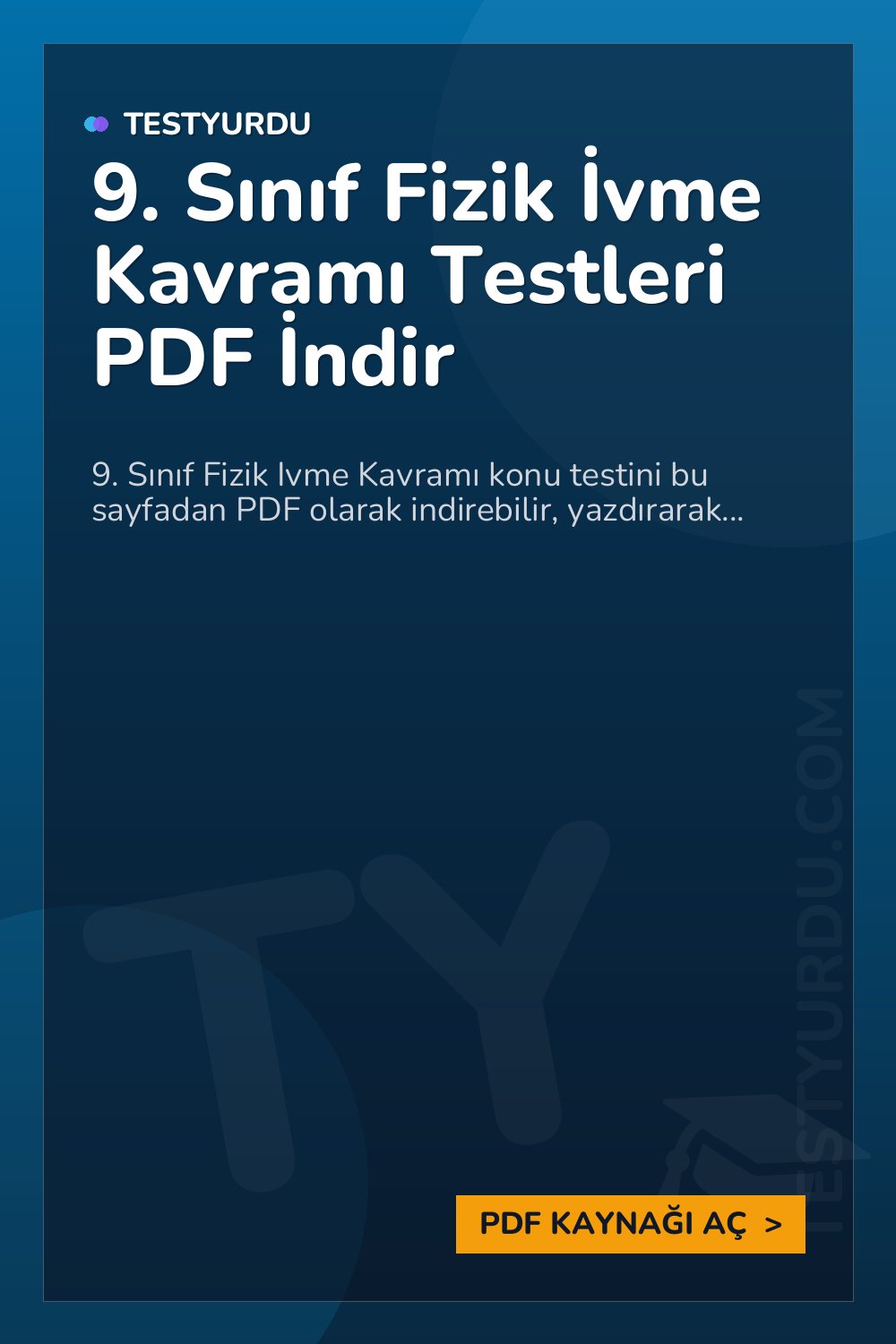 9. Sınıf Fizik İvme Kavramı Testleri PDF İndir