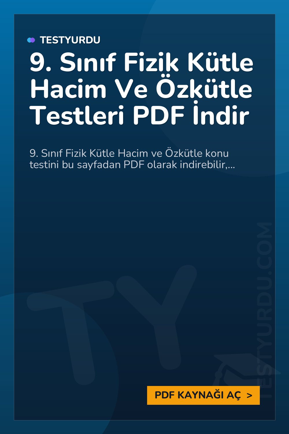 9. Sınıf Fizik Kütle Hacim Ve Özkütle Testleri PDF İndir