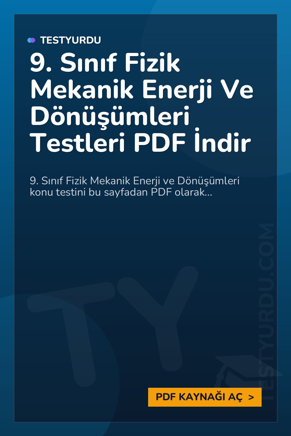 9. Sınıf Fizik Mekanik Enerji Ve Dönüşümleri Testleri PDF İndir