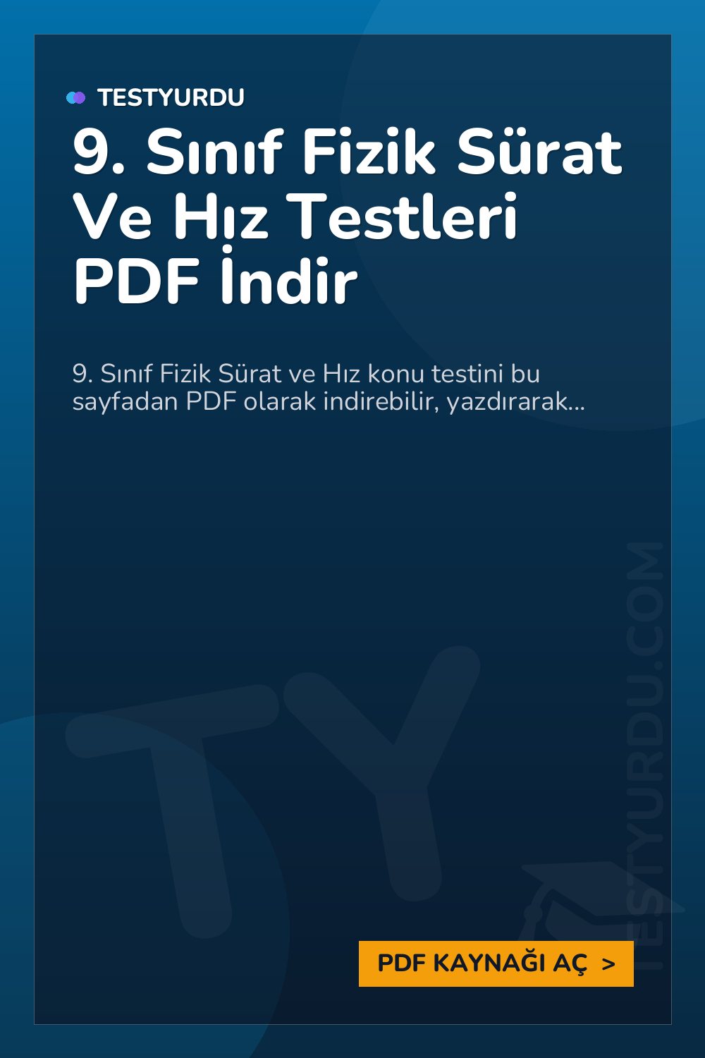 9. Sınıf Fizik Sürat Ve Hız Testleri PDF İndir