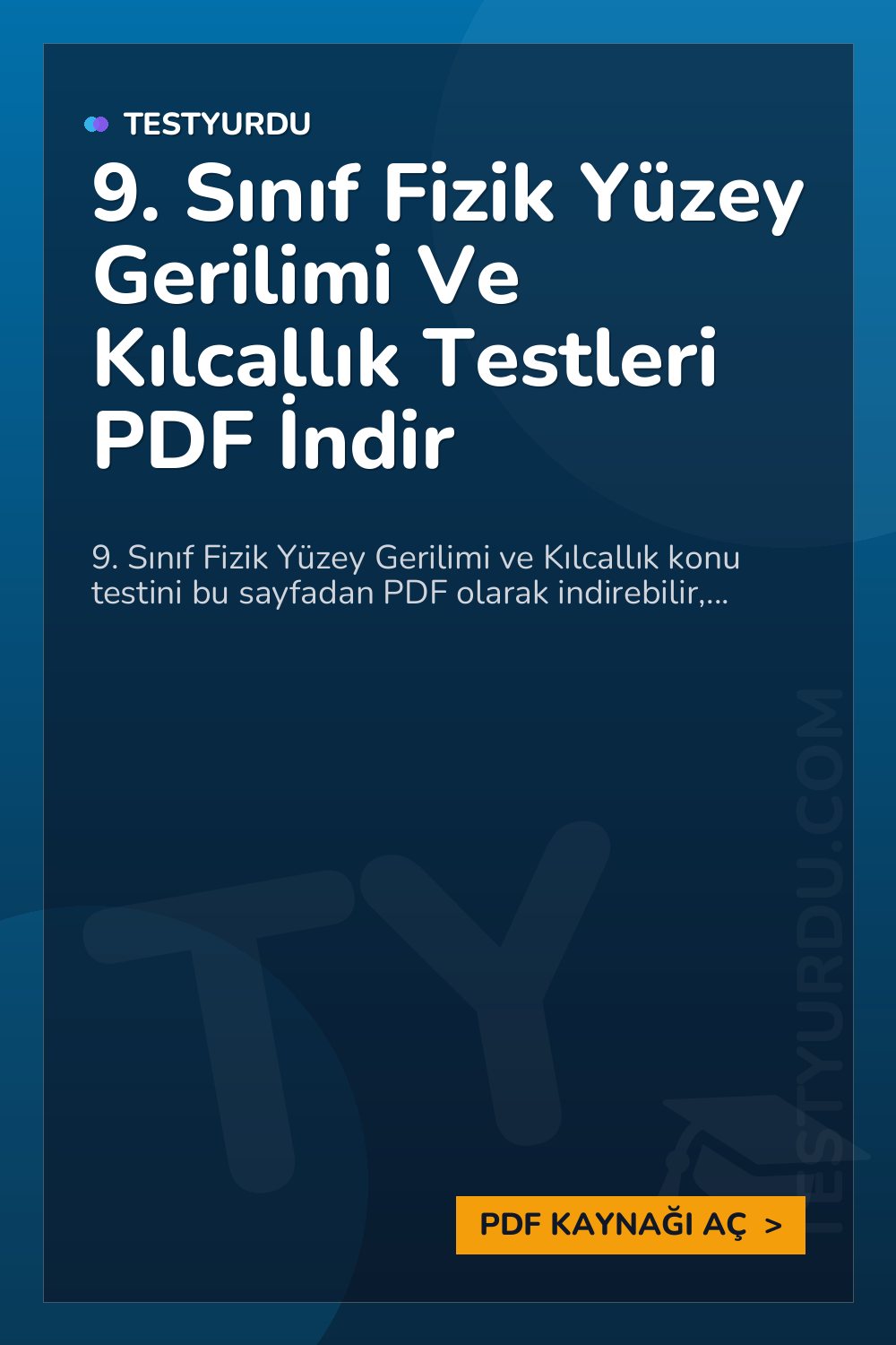 9. Sınıf Fizik Yüzey Gerilimi Ve Kılcallık Testleri PDF İndir