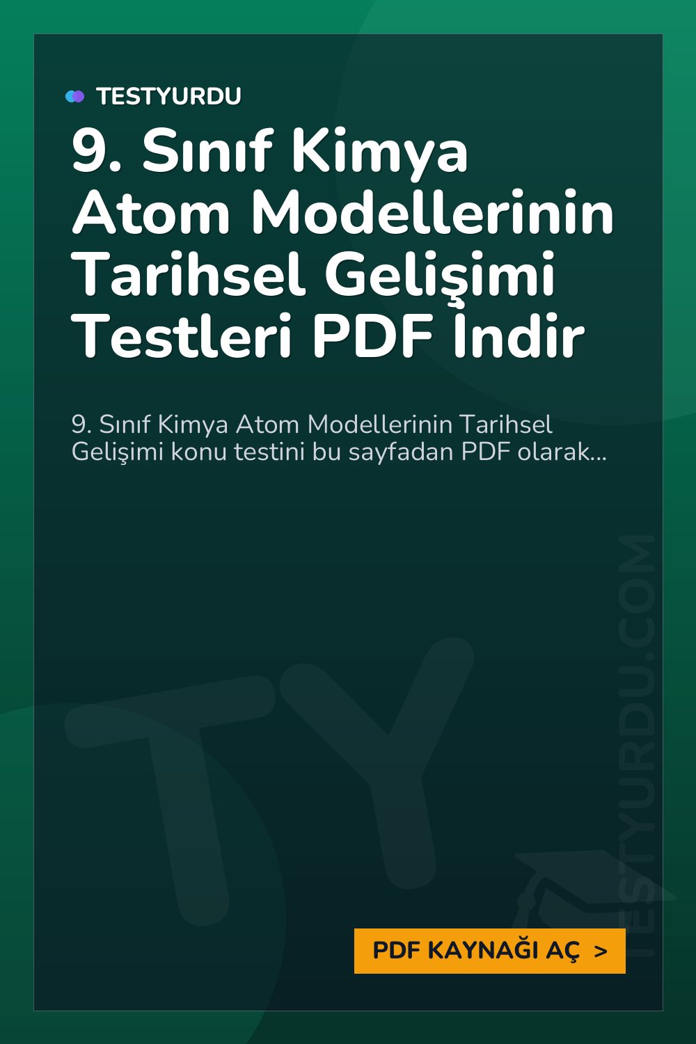 9. Sınıf Kimya Atom Modellerinin Tarihsel Gelişimi Testleri PDF İndir
