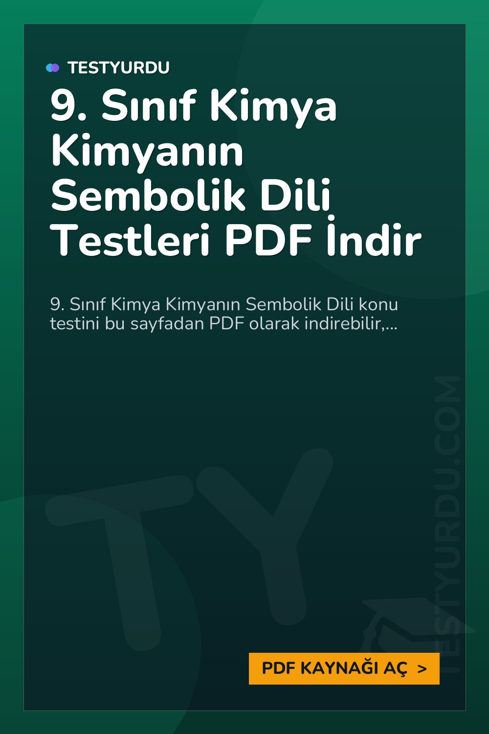 9. Sınıf Kimya Kimyanın Sembolik Dili Testleri PDF İndir