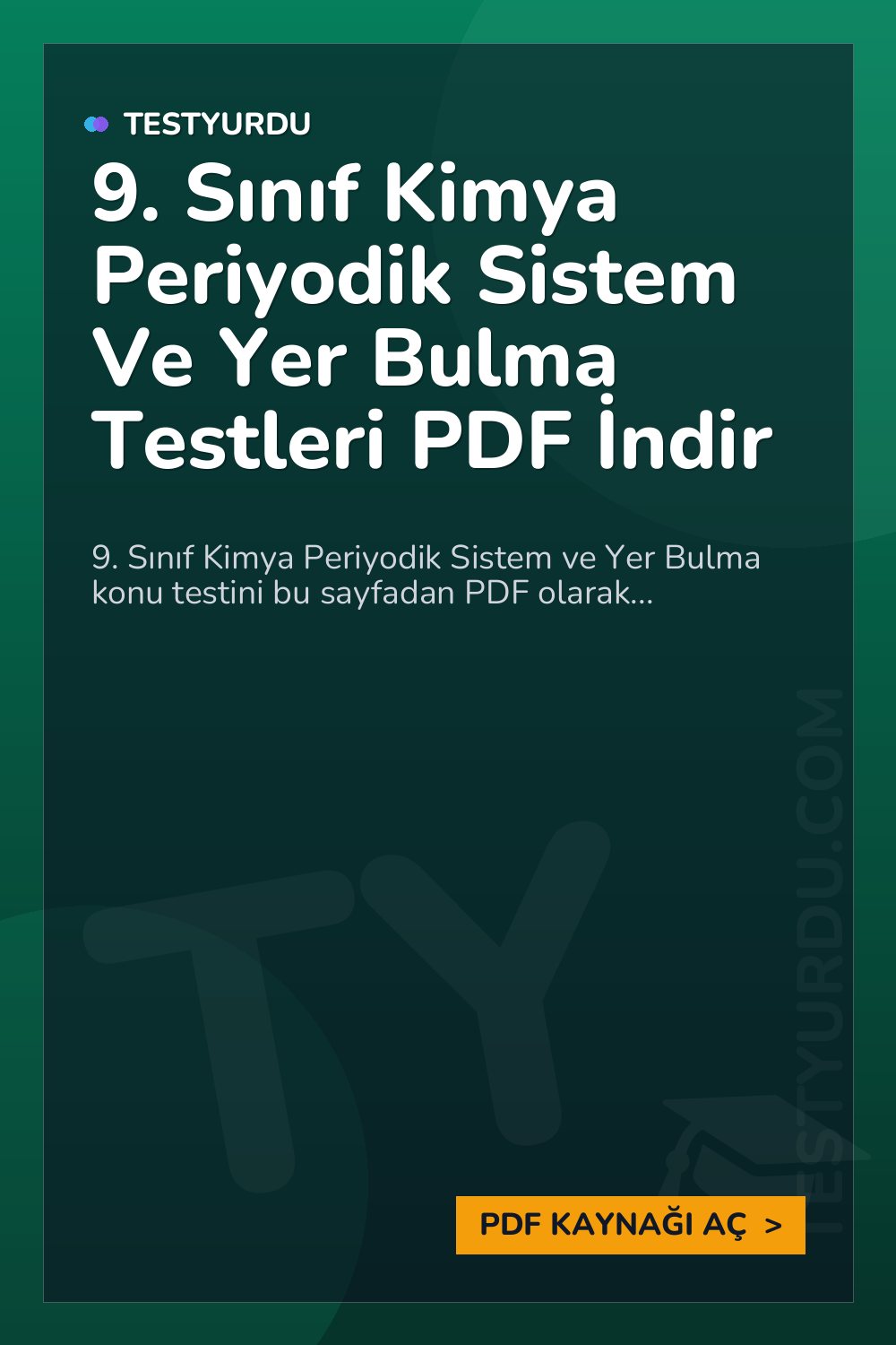 9. Sınıf Kimya Periyodik Sistem Ve Yer Bulma Testleri PDF İndir