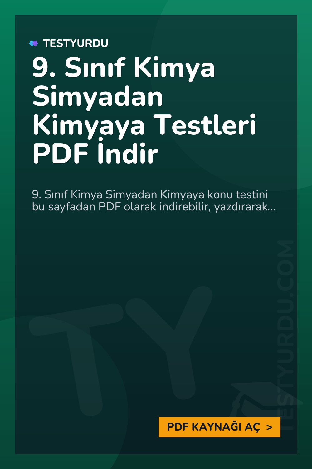 9. Sınıf Kimya Simyadan Kimyaya Testleri PDF İndir