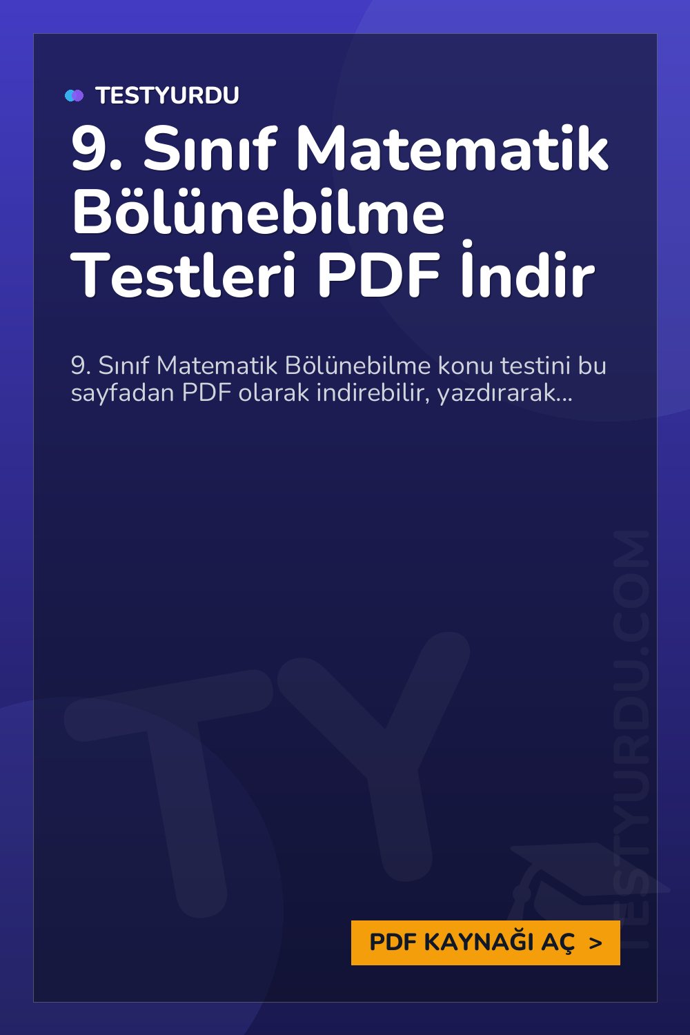 9. Sınıf Matematik Bölünebilme Testleri PDF İndir