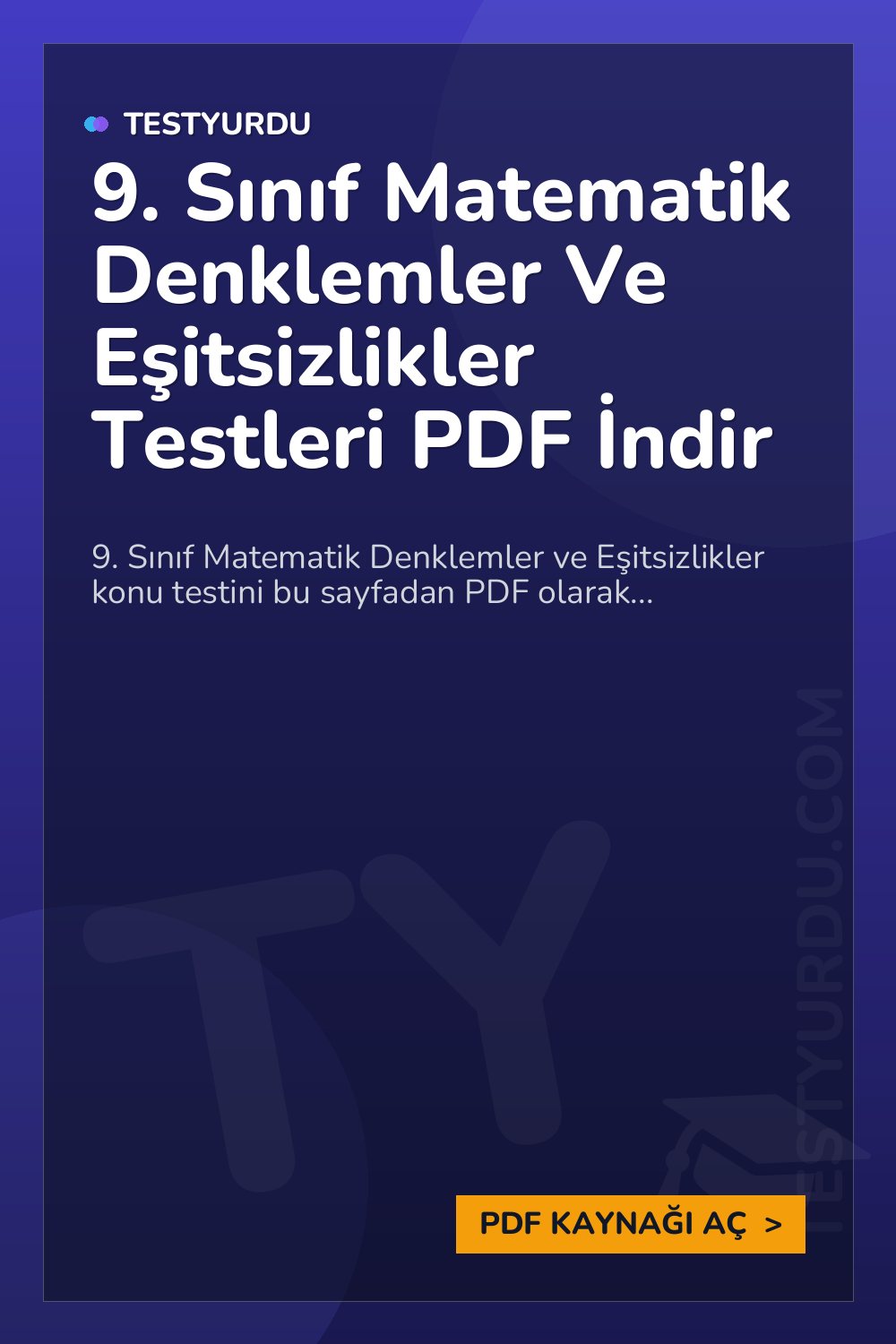 9. Sınıf Matematik Denklemler Ve Eşitsizlikler Testleri PDF İndir