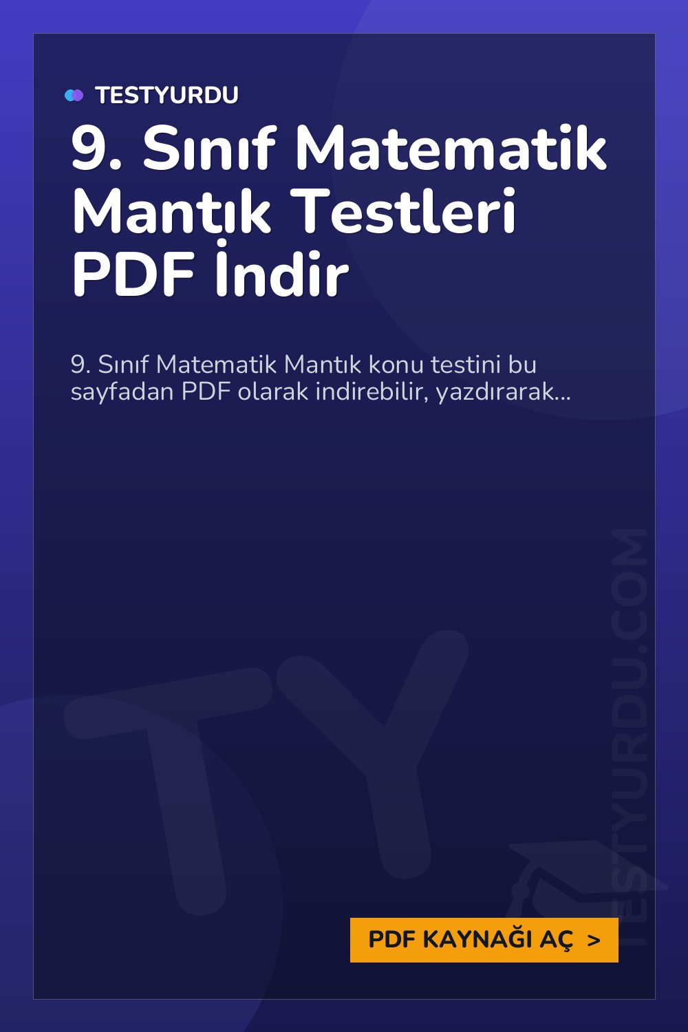 9. Sınıf Matematik Mantık Testleri PDF İndir