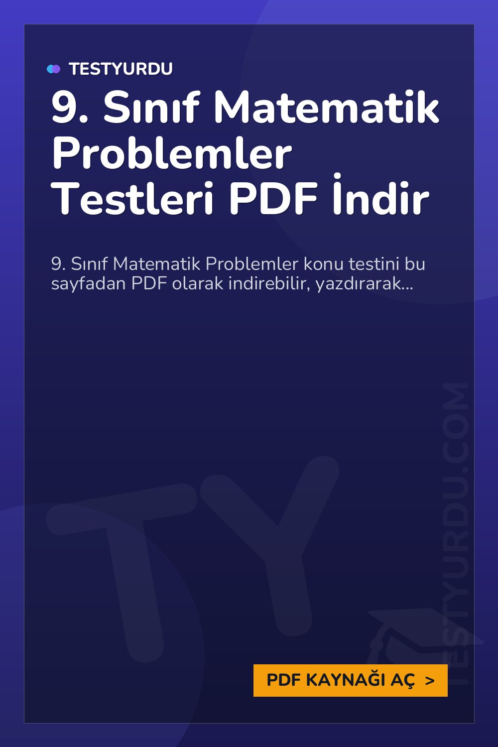9. Sınıf Matematik Problemler Testleri PDF İndir