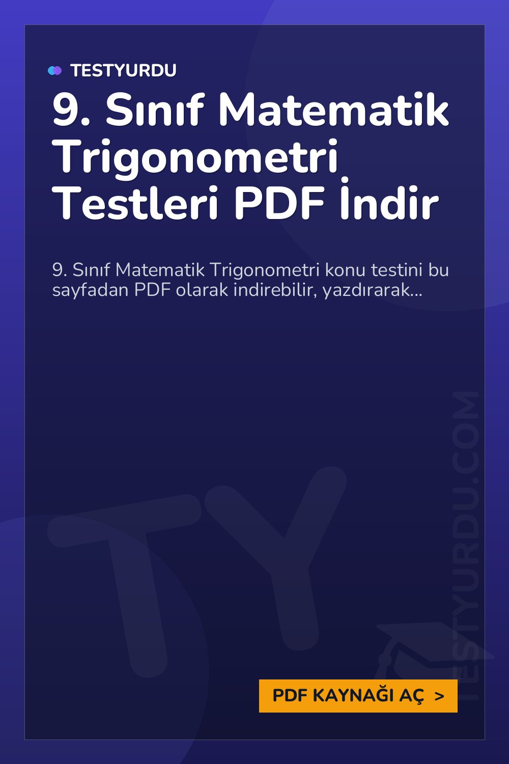 9. Sınıf Matematik Trigonometri Testleri PDF İndir