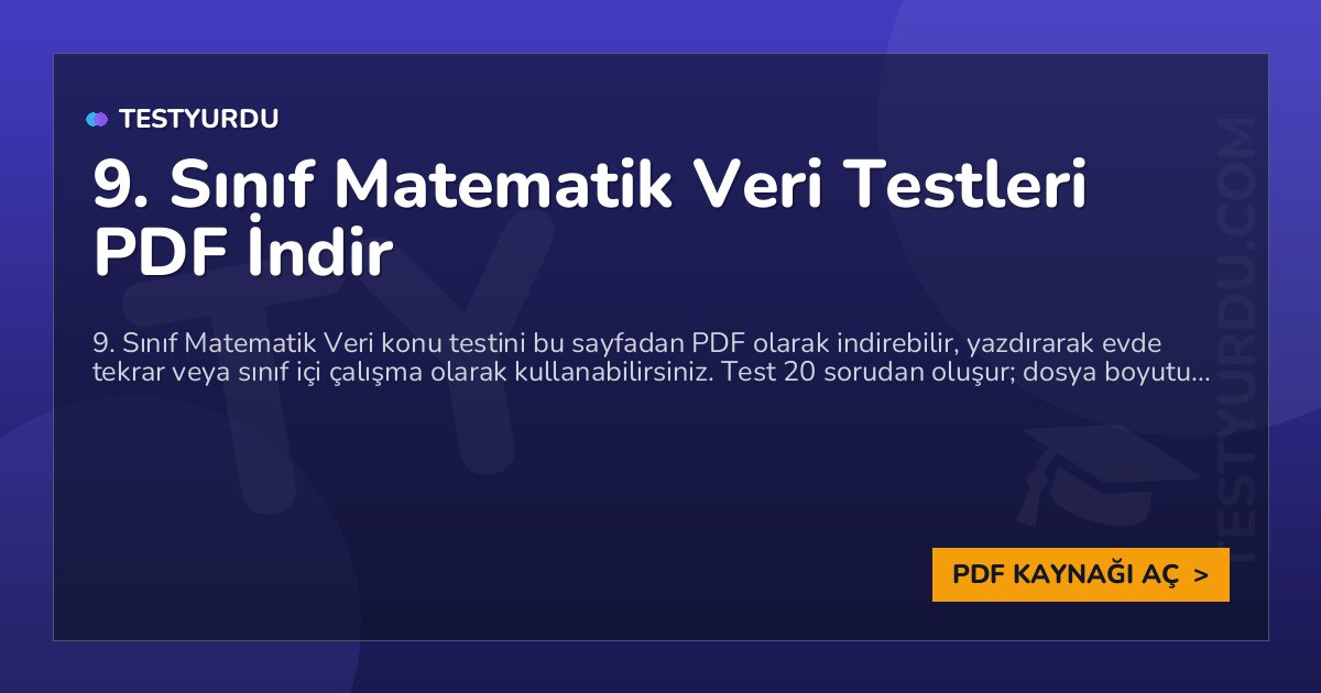 9. Sınıf Matematik Veri Testi PDF İndir 1 9. Sınıf Matematik Veri Testi PDF İndir