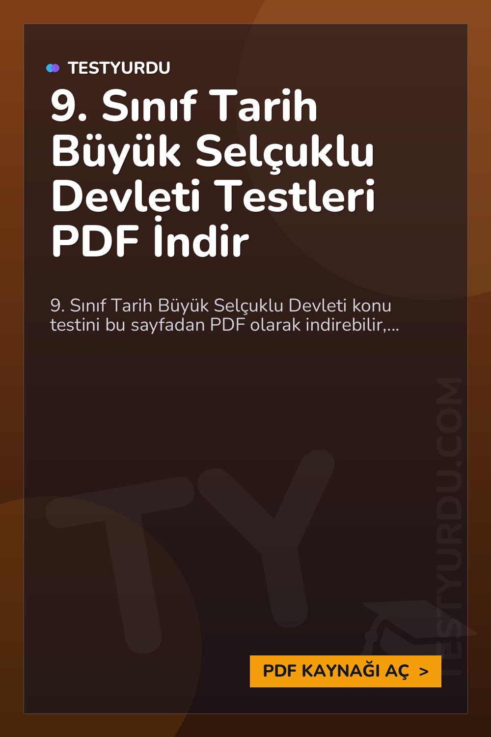9. Sınıf Tarih Büyük Selçuklu Devleti Testleri PDF İndir