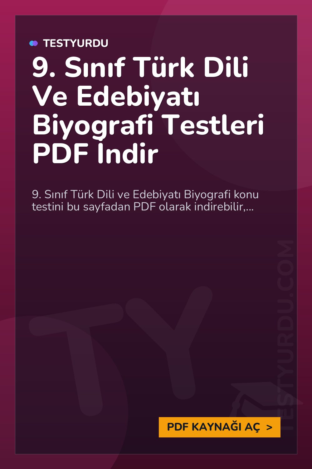 9. Sınıf Türk Dili Ve Edebiyatı Biyografi Testleri PDF İndir