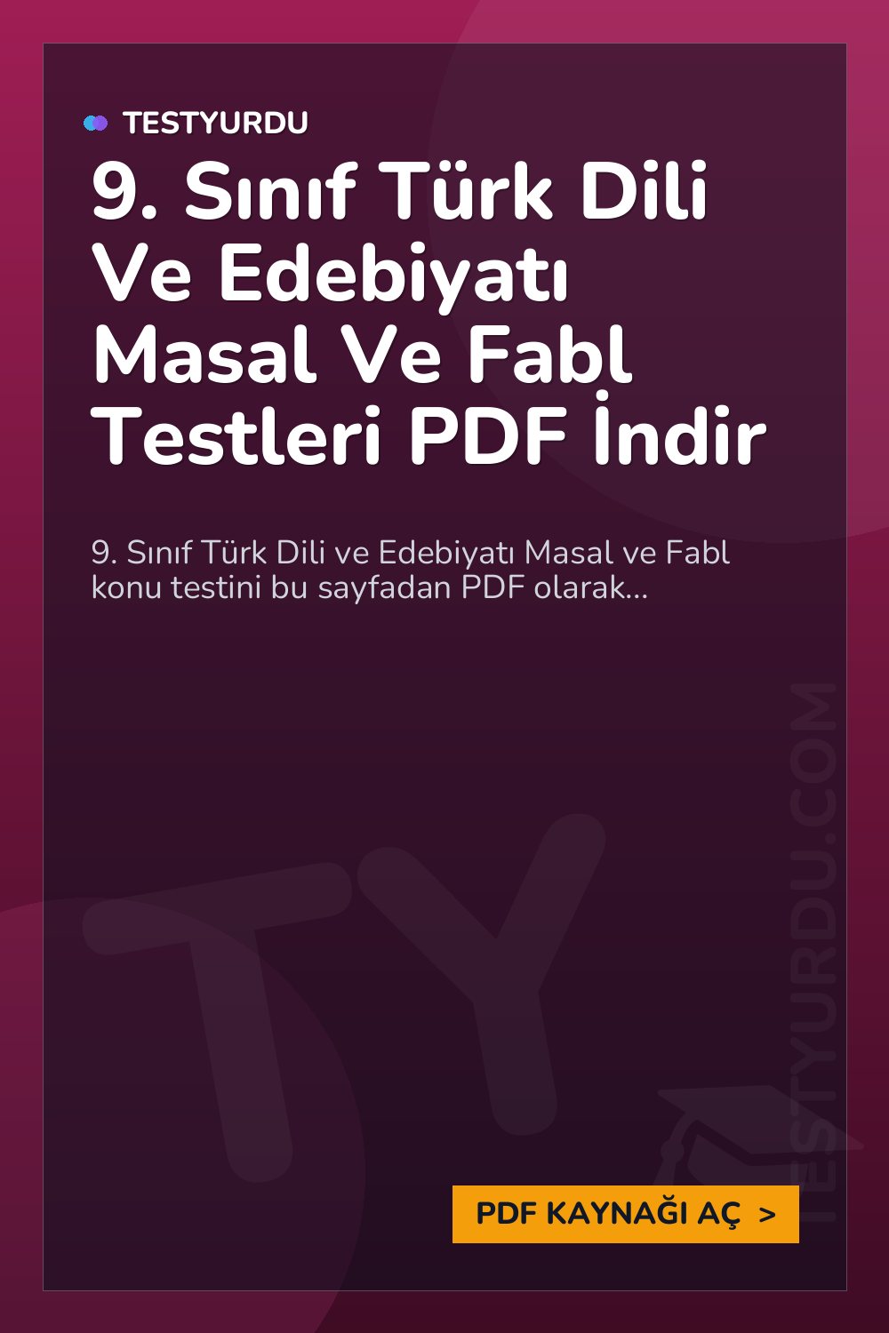 9. Sınıf Türk Dili Ve Edebiyatı Masal Ve Fabl Testleri PDF İndir