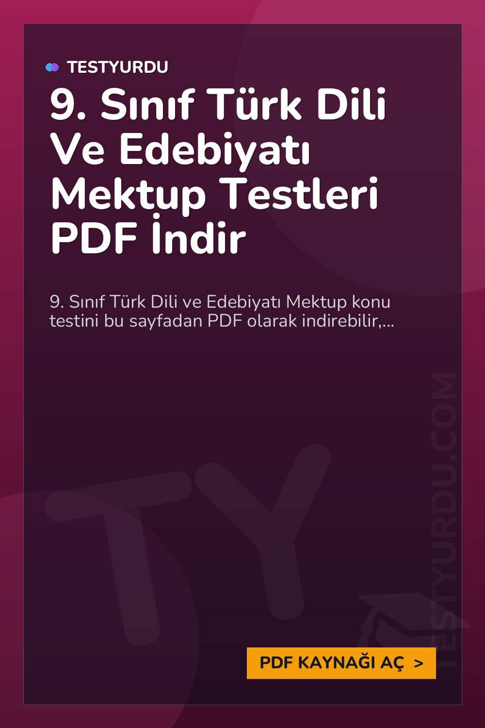 9. Sınıf Türk Dili Ve Edebiyatı Mektup Testleri PDF İndir