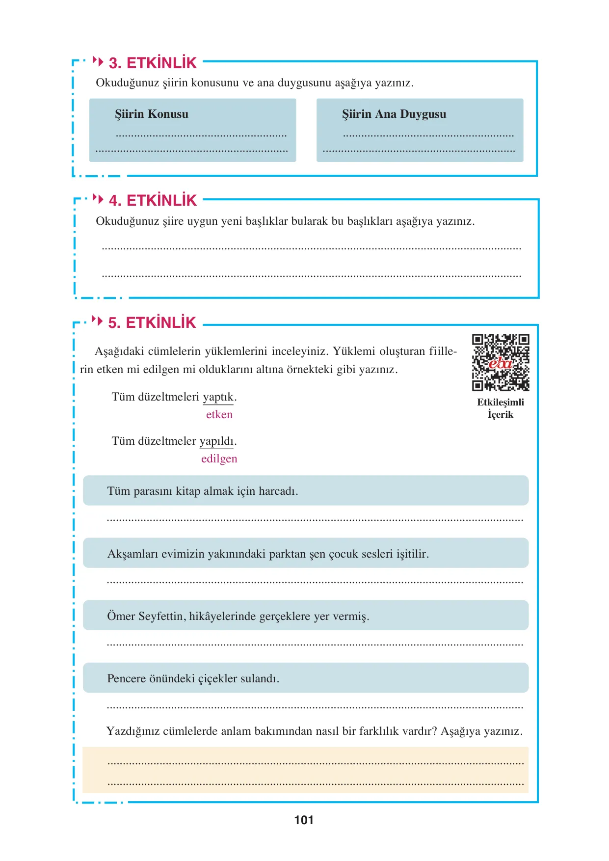 8. Sınıf Türkçe Ders Kitabı Cevapları - Hecce Yayınları Sayfa 101 Çözüm Görseli 8. Sınıf Türkçe Ders Kitabı Cevapları - Hecce Yayınları Sayfa 101 Cevabı
