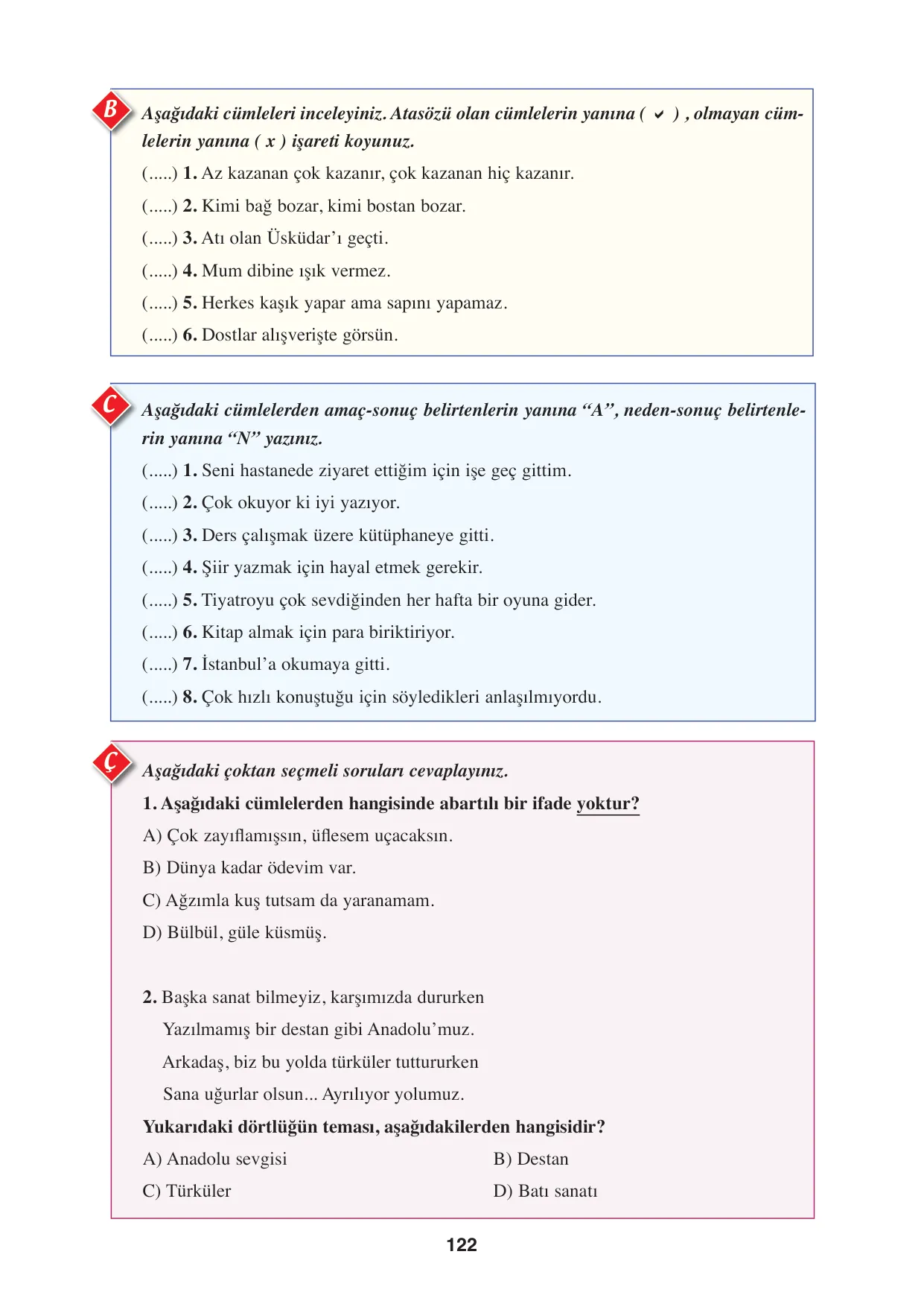 8. Sınıf Türkçe Ders Kitabı Cevapları - Hecce Yayınları Sayfa 122 Çözüm Görseli 8. Sınıf Türkçe Ders Kitabı Cevapları - Hecce Yayınları Sayfa 122 Cevabı