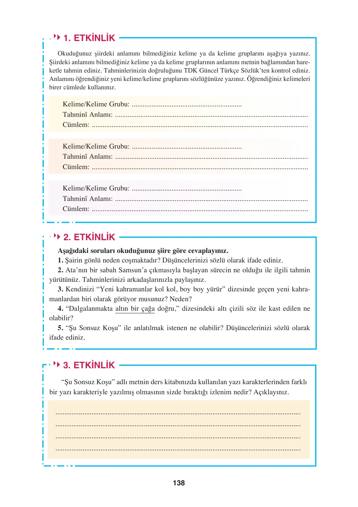 8. Sınıf Türkçe Ders Kitabı Cevapları - Hecce Yayınları Sayfa 138 Çözüm Görseli 8. Sınıf Türkçe Ders Kitabı Cevapları - Hecce Yayınları Sayfa 138 Cevabı