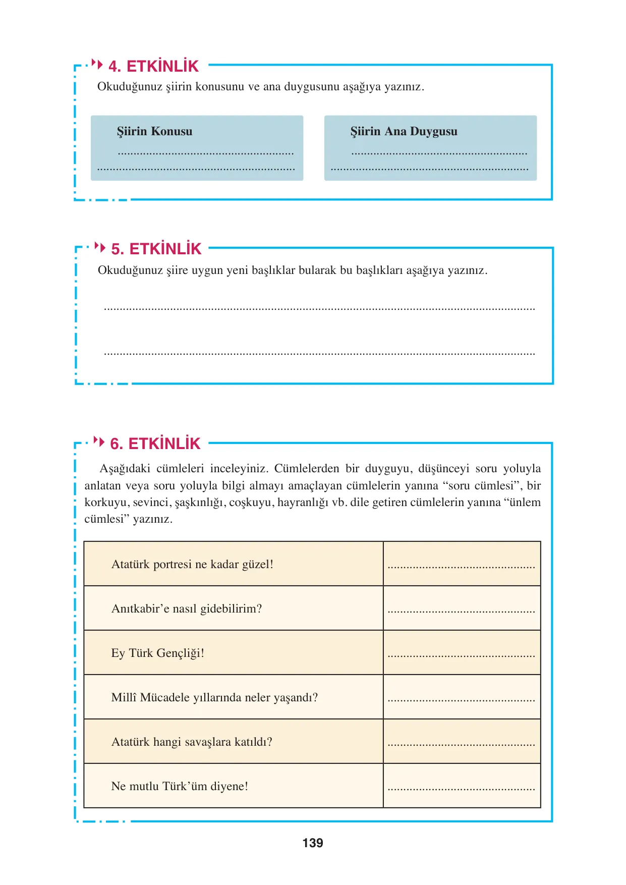 8. Sınıf Türkçe Ders Kitabı Cevapları - Hecce Yayınları Sayfa 139 Çözüm Görseli 8. Sınıf Türkçe Ders Kitabı Cevapları - Hecce Yayınları Sayfa 139 Cevabı