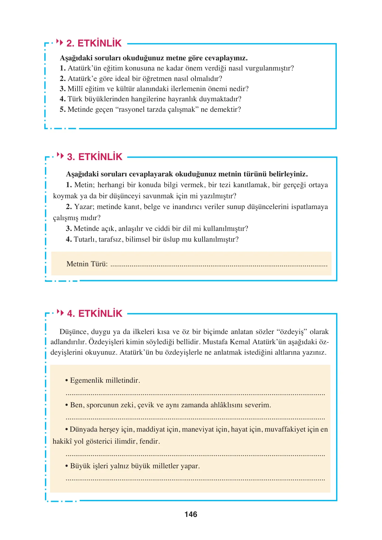 8. Sınıf Türkçe Ders Kitabı Cevapları - Hecce Yayınları Sayfa 146 Çözüm Görseli 8. Sınıf Türkçe Ders Kitabı Cevapları - Hecce Yayınları Sayfa 146 Cevabı